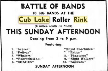 Cub Lake Roller Rink - SEP 1966 ON BATTLE OF THE BANDS